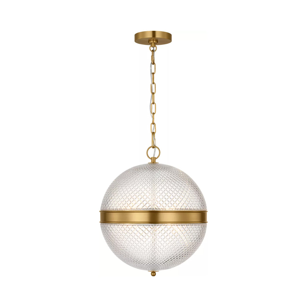 Lucinda Globe Pendant Light in Burnished Brass.