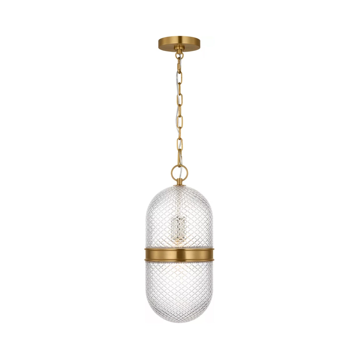 Lucinda Pendant Light in Burnished Brass.