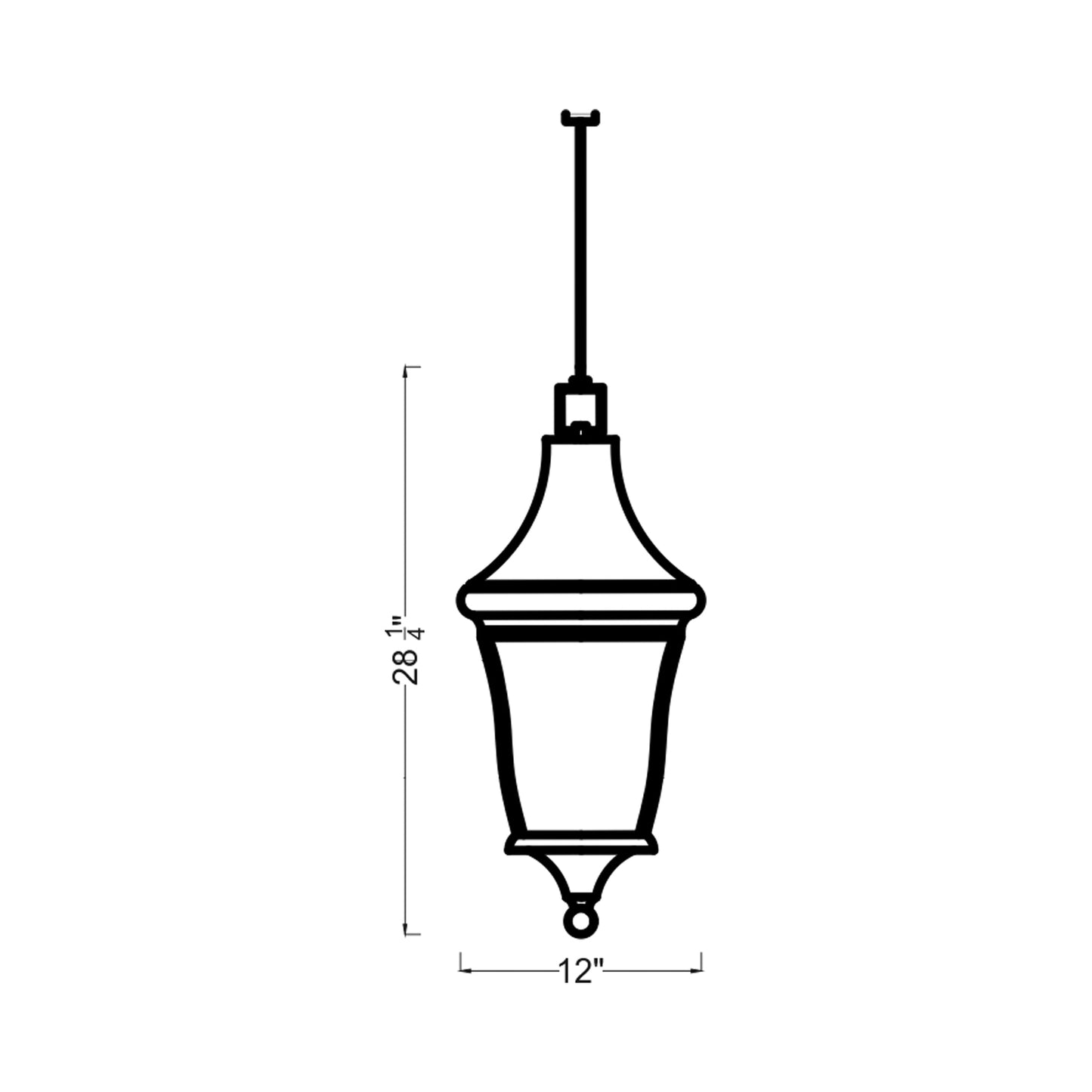 Oakmont Outdoor Pendant Light - line drawing.