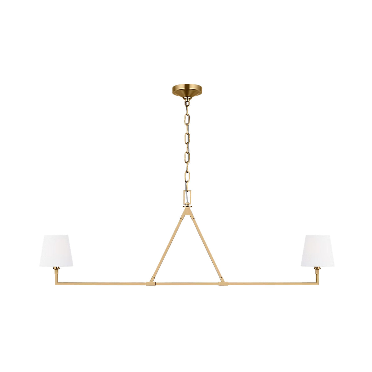 Perth Linear Chandelier in Burnished Brass.