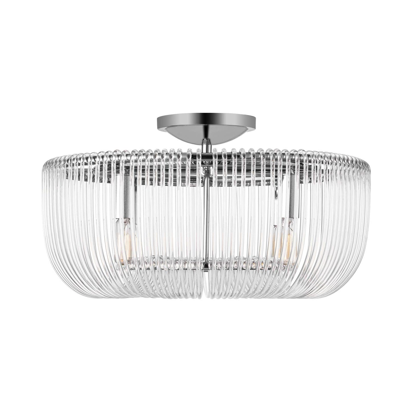 Pierce Semi Flush Mount Ceiling Light in Polished Nickel.
