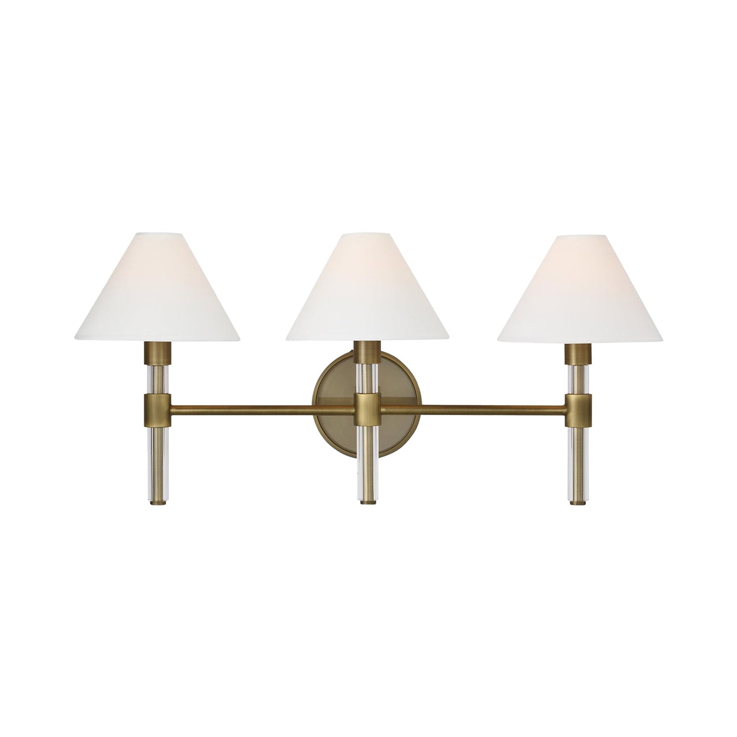 Robert Bath Vanity Light in Time Worn Brass (3-Light).
