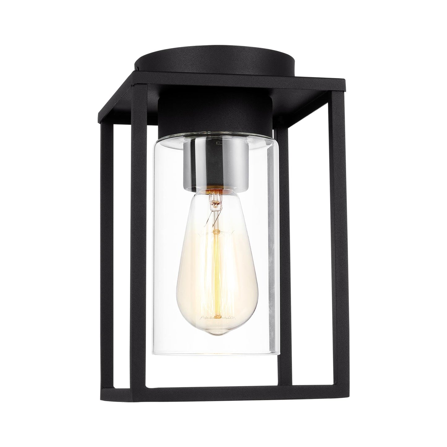 Vado Outdoor Flush Mount Ceiling Light in Black.