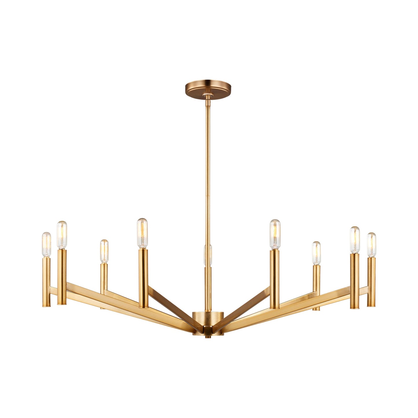 Vector Chandelier in Satin Brass (9-Light/LED Bulb).