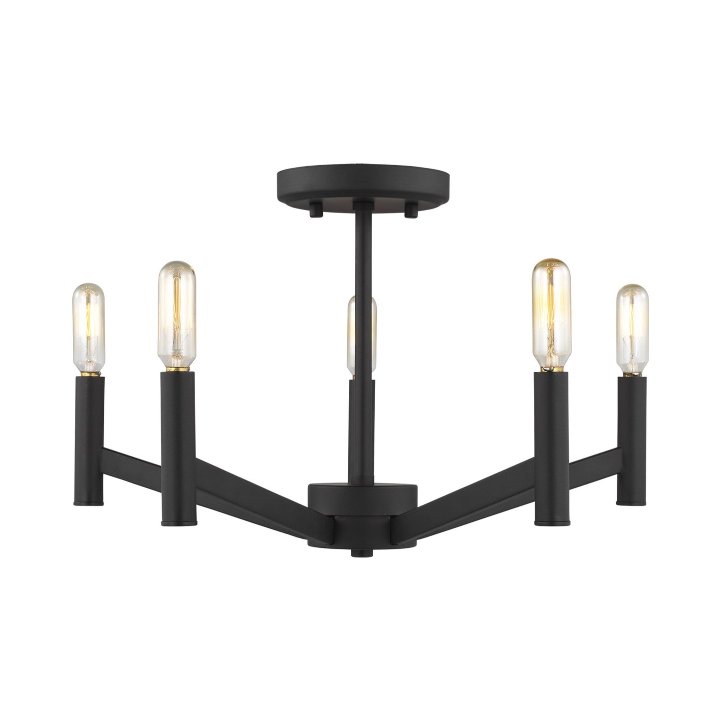 Vector Semi-Flush Mount Ceiling Light in Midnight Black.