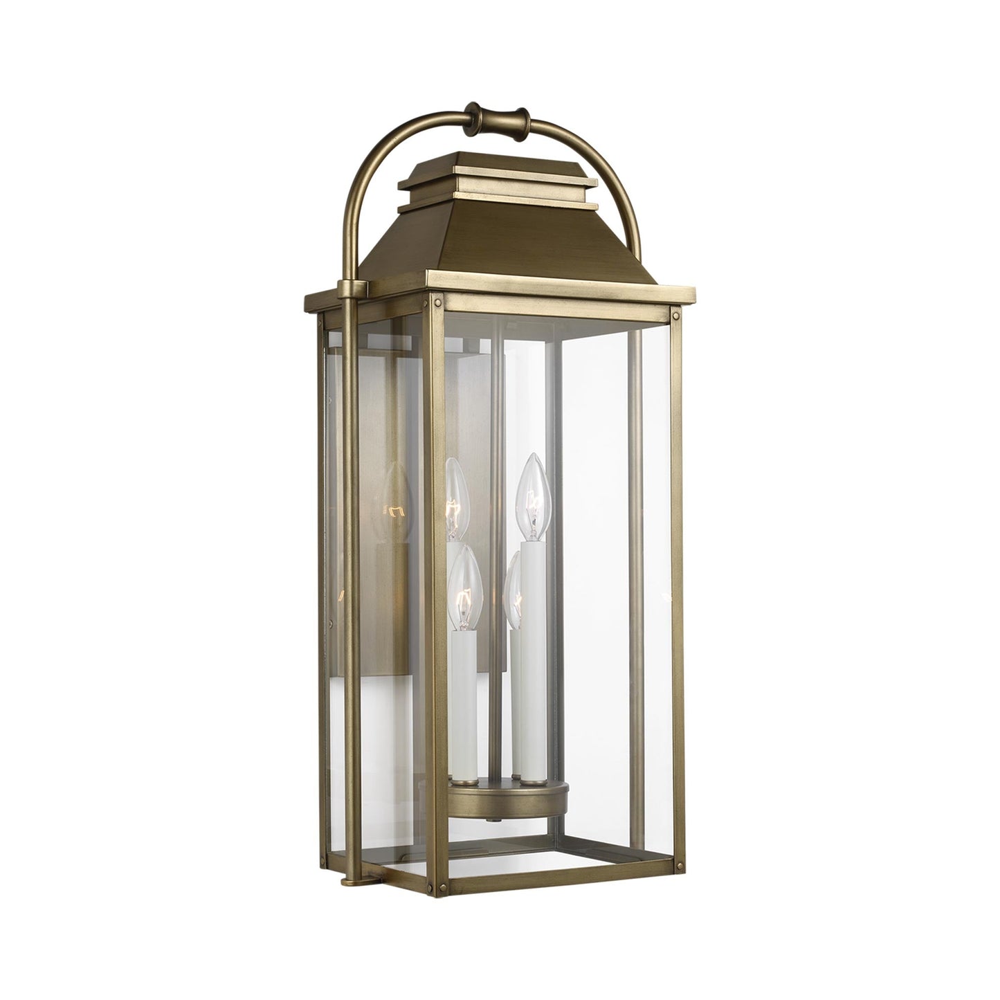 Wellsworth Outdoor Wall Light in Painted Distressed Brass (Large).