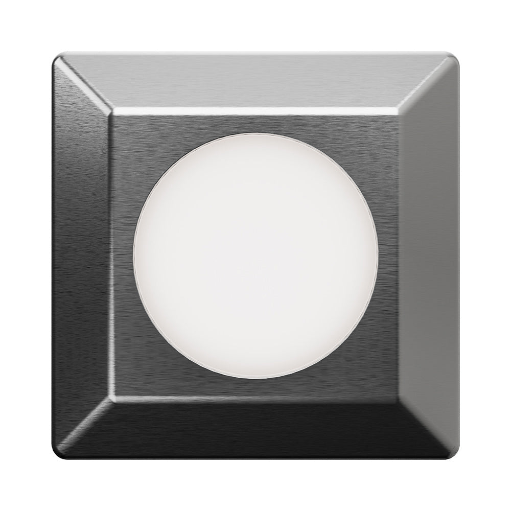 2-Inch Surface Mount Square Outdoor LED Path Light in Stainless Steel.