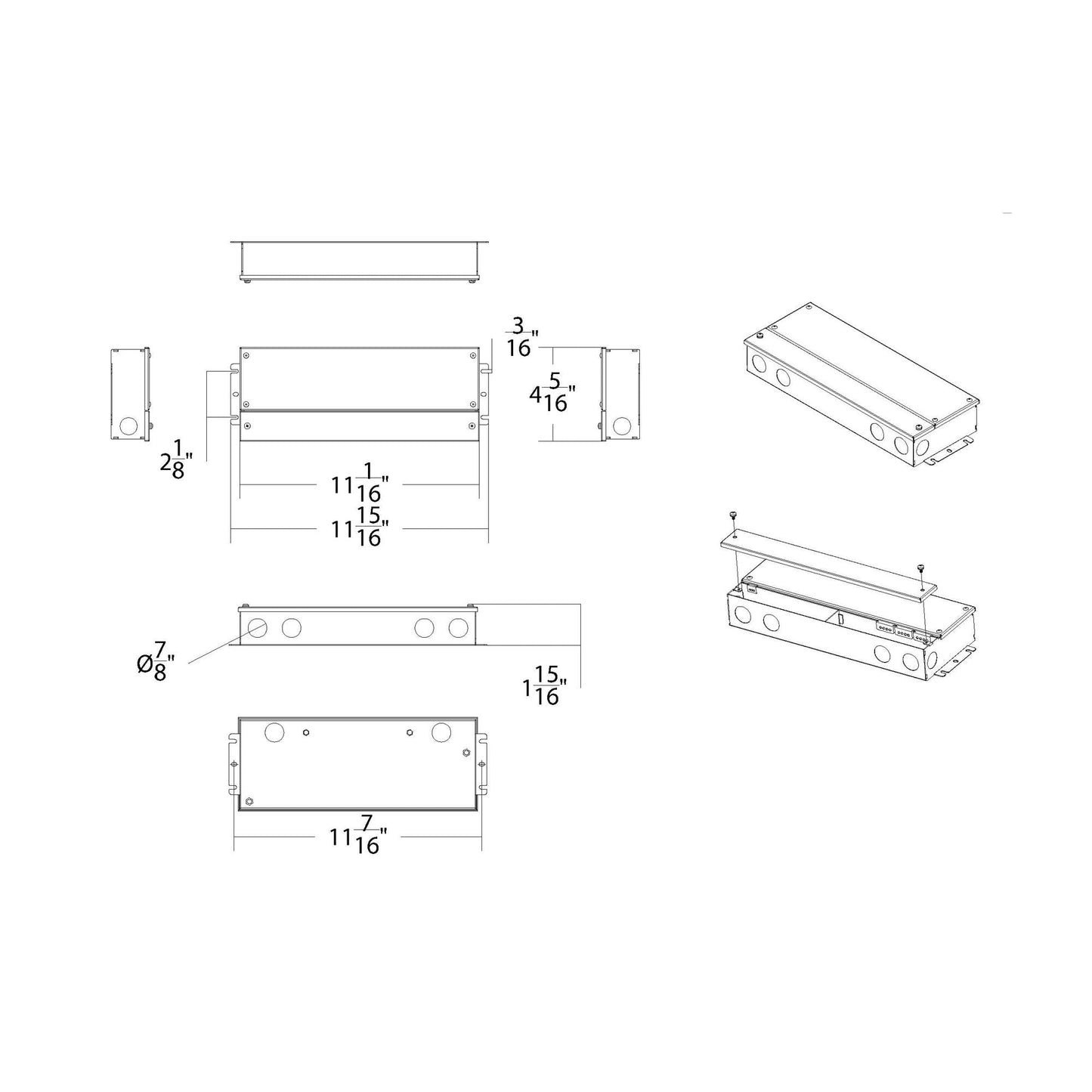24 VDC Remote Power Supply 3 X 96W - line drawing.