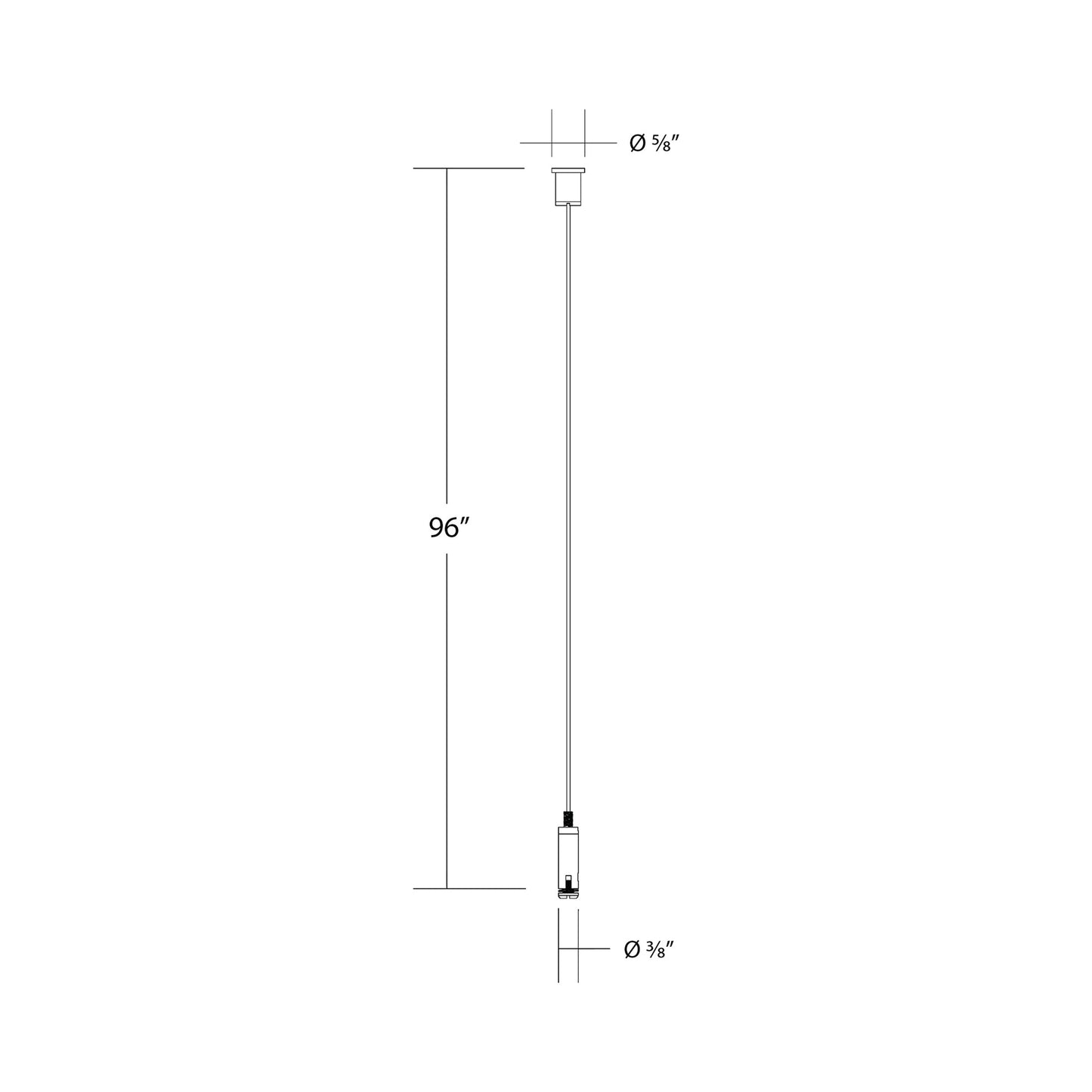 96-Inch Cable Suspension for H-L-J-J2 Track - line drawing.