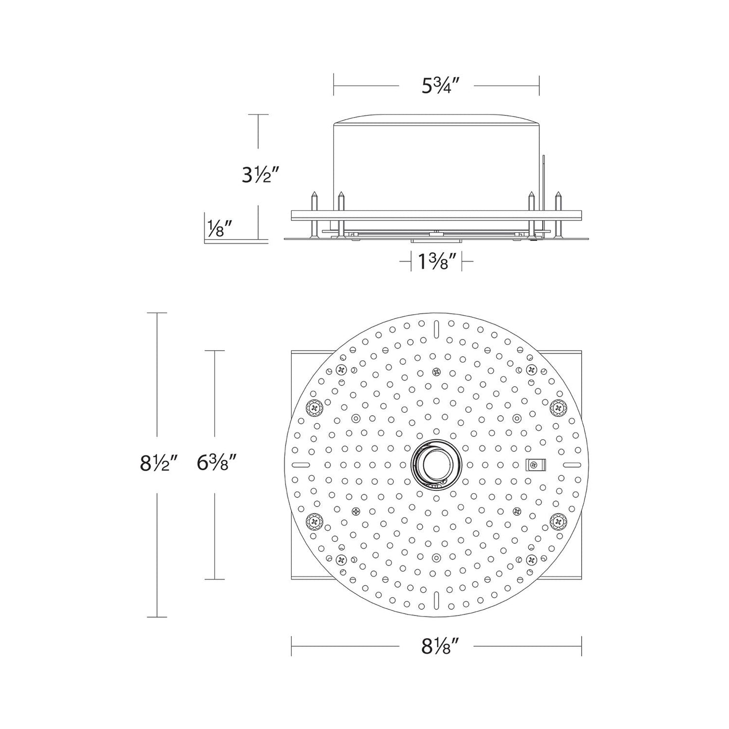 Aether Atomic Round Trimless Adjustable LED Recessed Housing - line drawing.