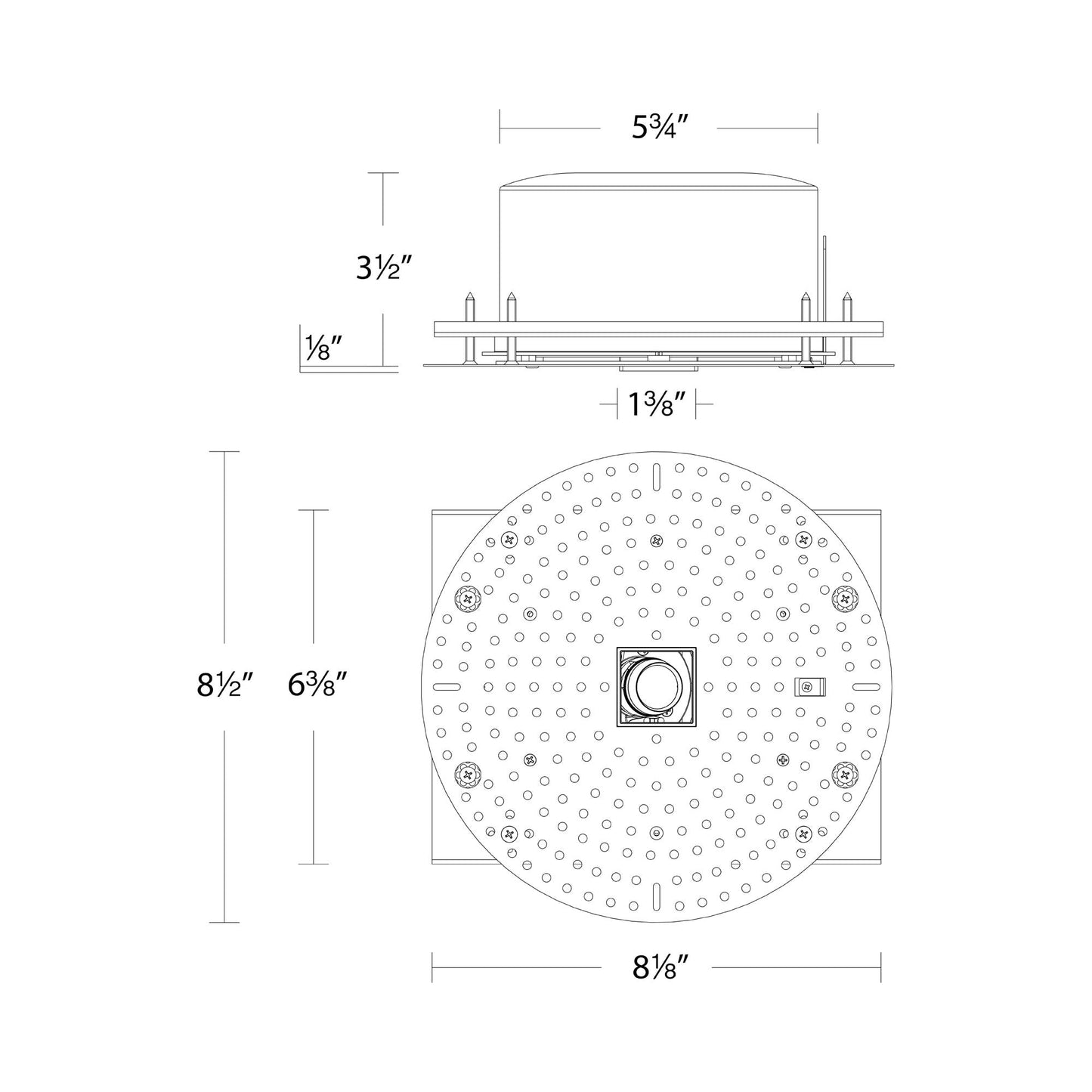 Aether Atomic Square Trimless Adjustable LED Recessed Housing - line drawing.