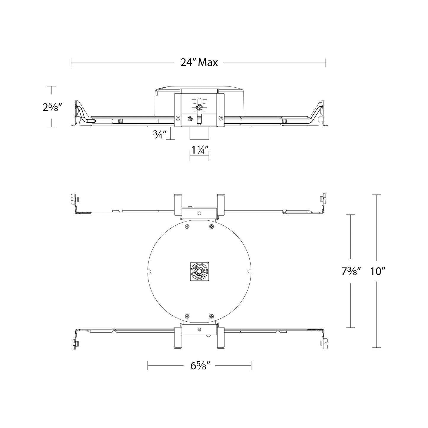 Aether Atomic Square Trimmed Downlight LED Recessed Housing - line drawing.