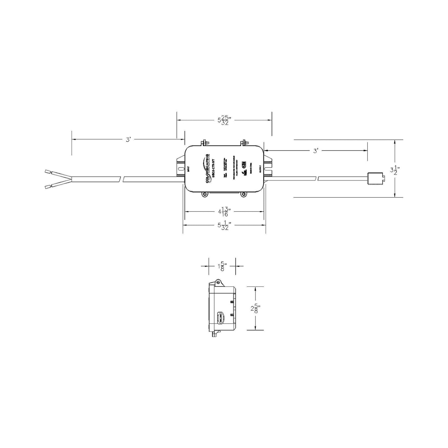 ColorScaping Linear RGBWW Controller - line drawing.