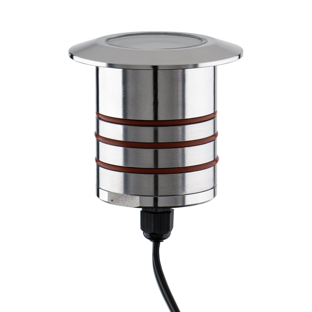 Colorscaping Round Outdoor LED Step Light in Stainless Steel.