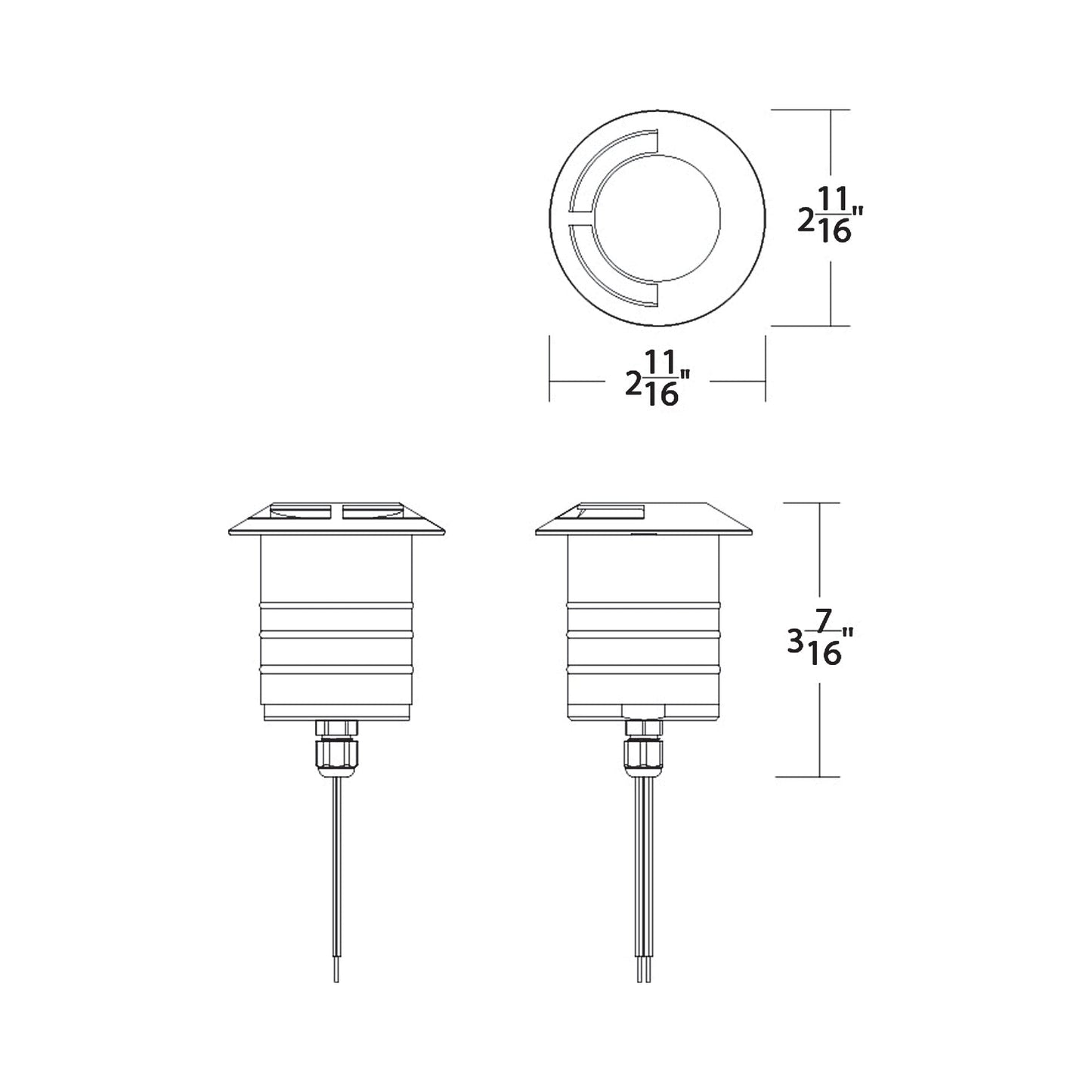Colorscaping Single-Directional Outdoor LED Step Light - line drawing.