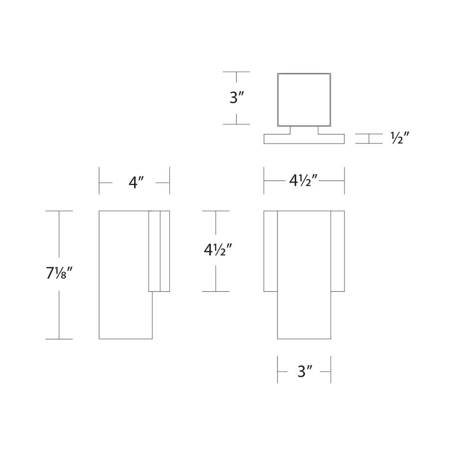 Cubix Outdoor LED Wall Light - line drawing.