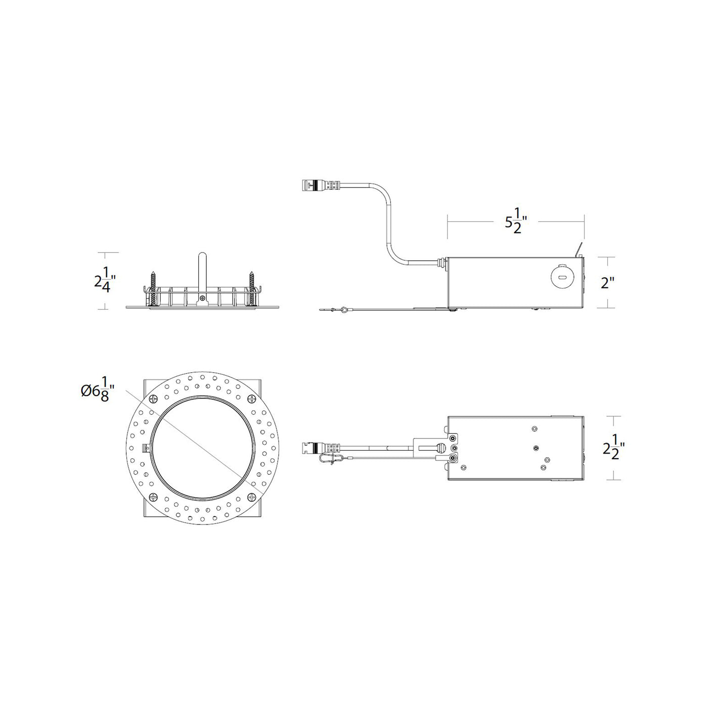 FQ 4" Remodel Housing Round Housing - line drawing.