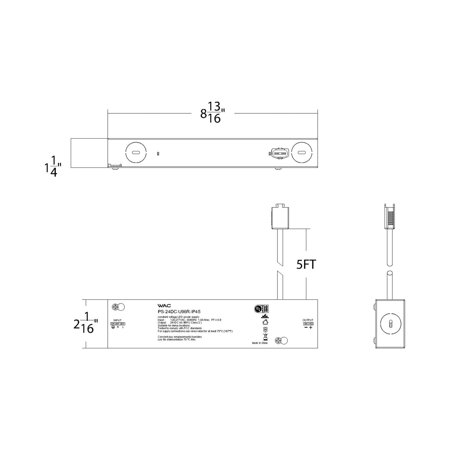 InvisiLED® Outdoor IP45 Remote Power Supply - line drawing.