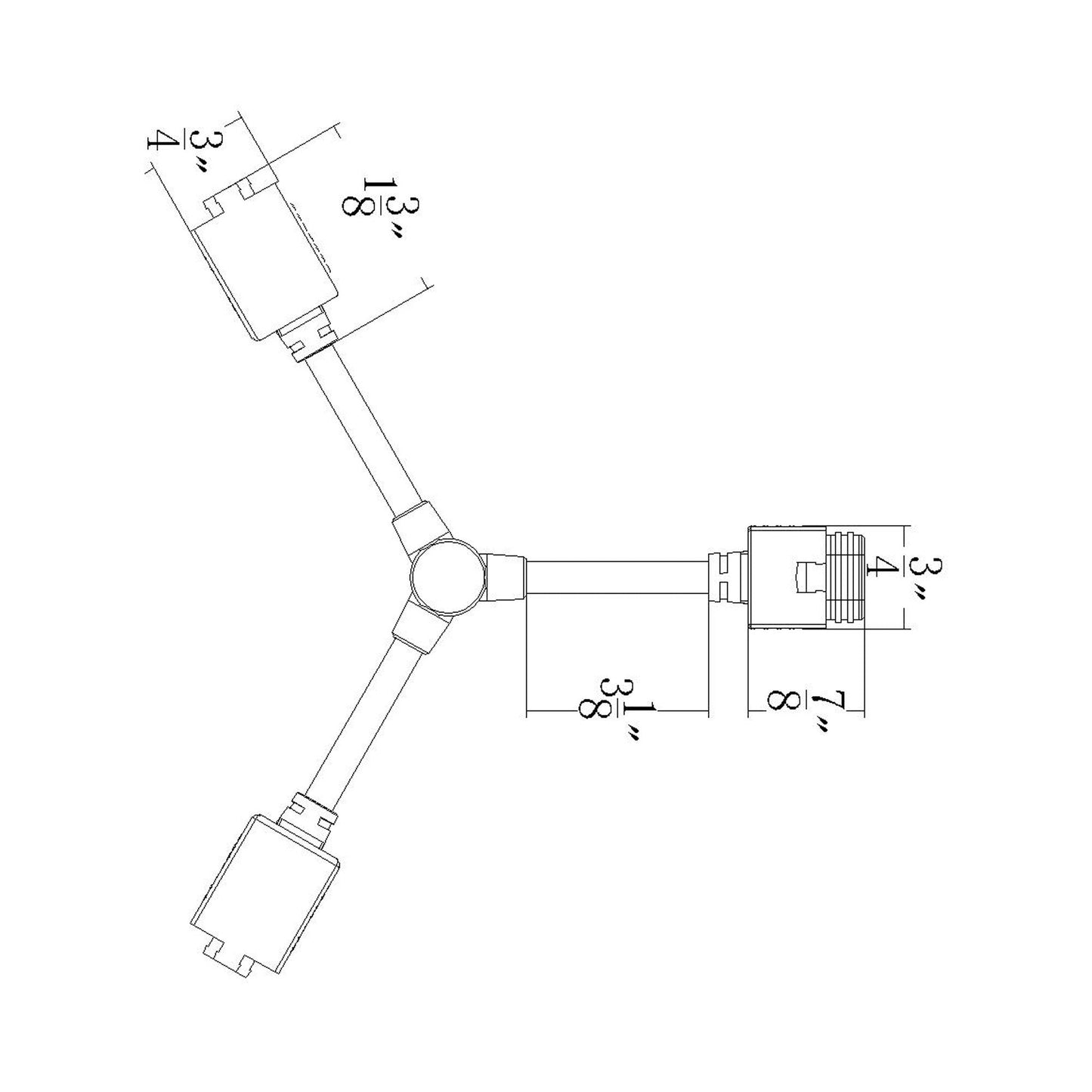 InvisiLED® Outdoor Pro+ RGBWW 12V Landscape Y Connector - line drawing.
