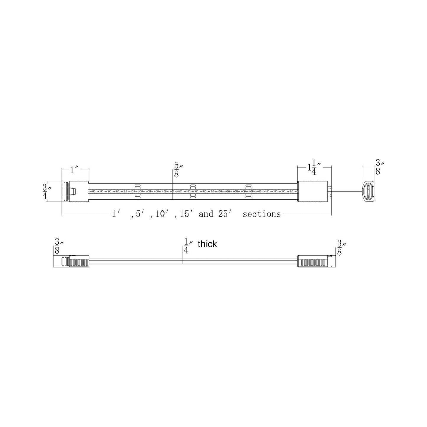 InvisiLED® Outdoor RGBWW 24VDC IP66 Outdoor Tape Light System - line drawing.