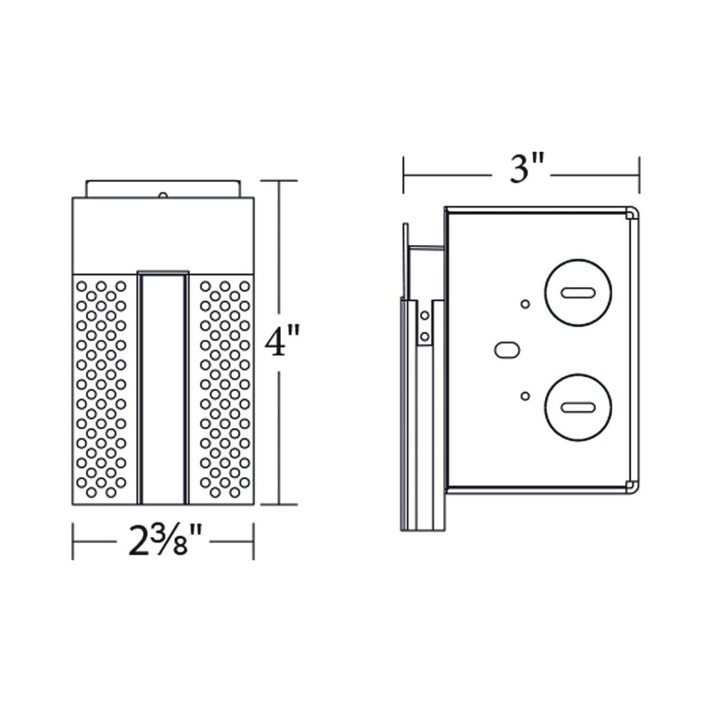 InvisiLED Recessed Mounted Mud-In Channel Wiring Box - line drawing.