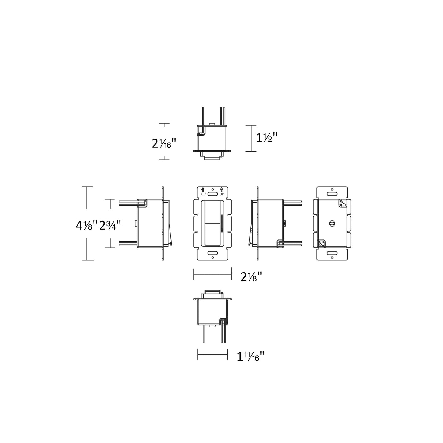 WAC Lighting LED Wall Mounted Driver and Dimmer - line drawing.