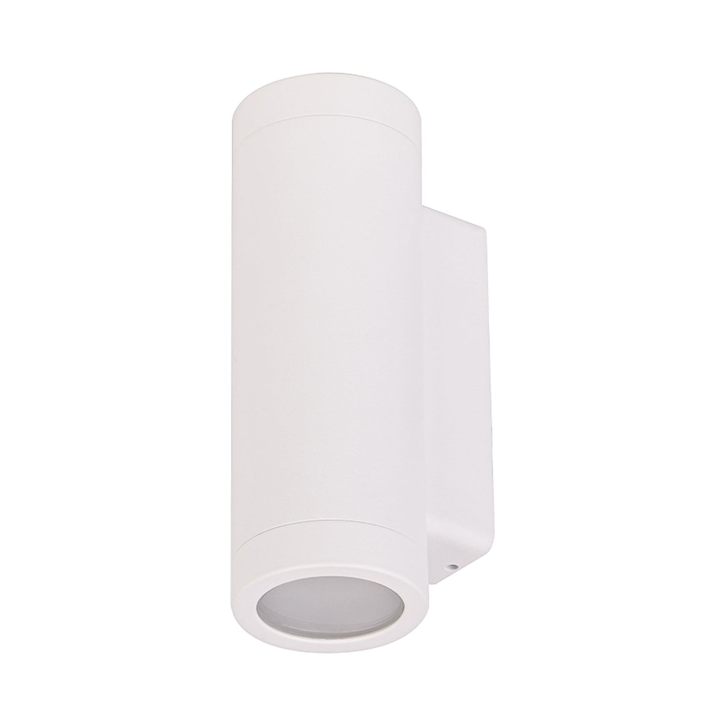 Smart Color Changing LED Landscape Wall Mount Cylinder in White On Aluminum.