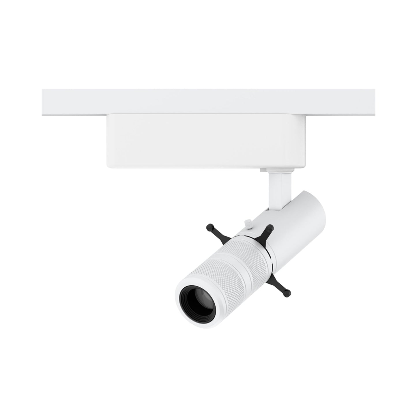 Stealth Framing Projector Zoomable LED Track Head in White.