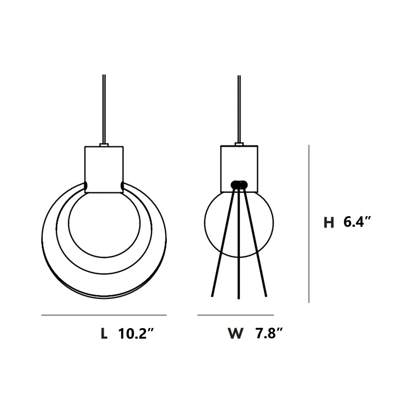 Lunar Pendant Light - line drawing.
