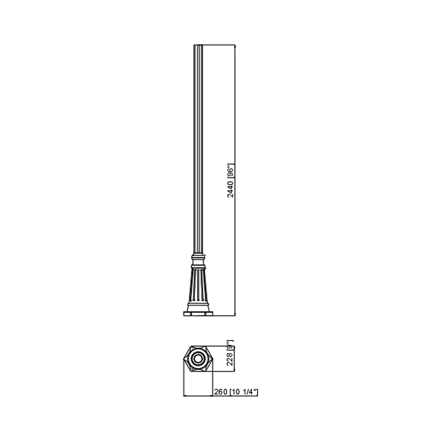 Z-Lite 5011 Outdoor Post Hardware - line drawing.
