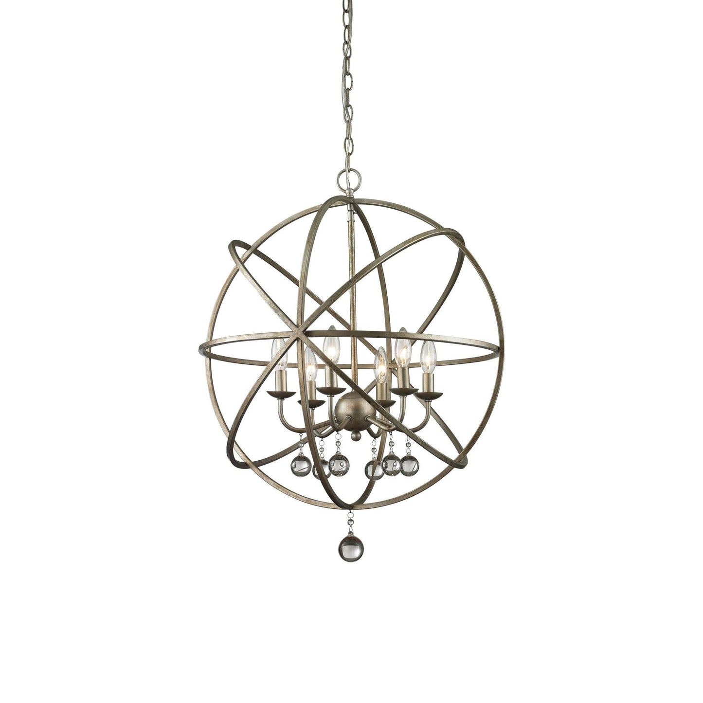 Acadia Chandelier in Antique Silver (24-Inch).