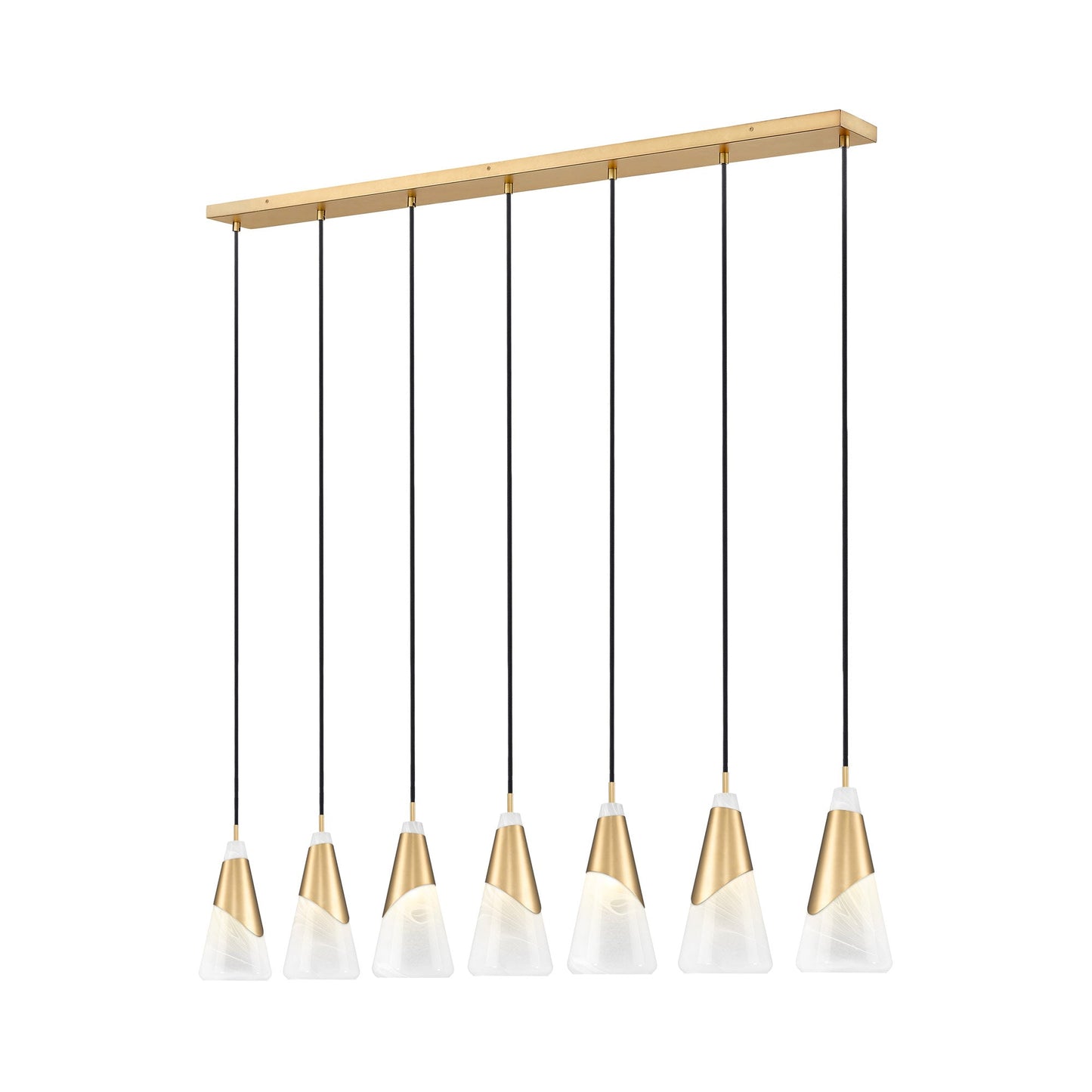 Aimie Linear Chandelier in Modern Gold (7-Light/15.75-Inch).
