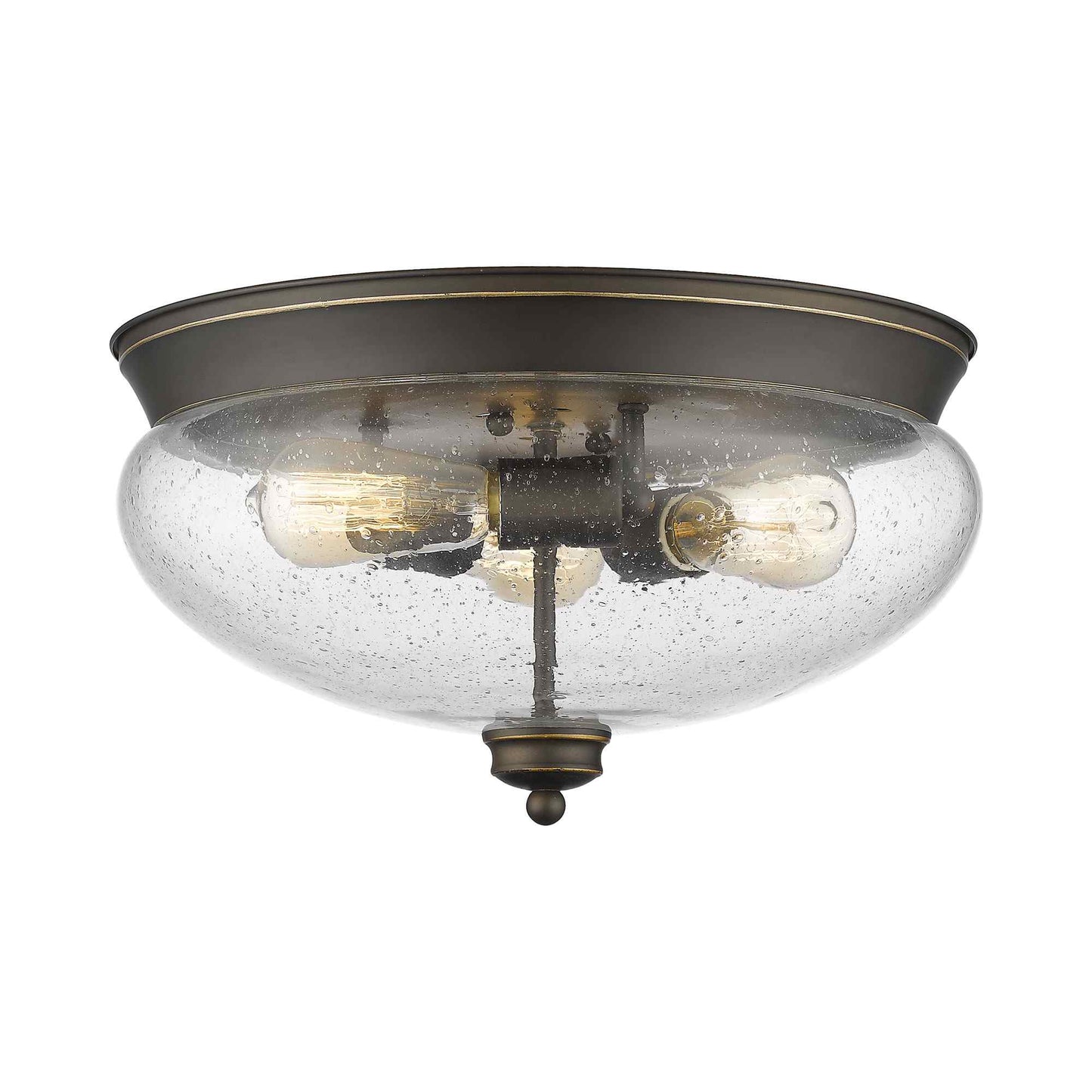 Amon Flush Mount Ceiling Light in Olde Bronze (Clear Seedy/3-Light).