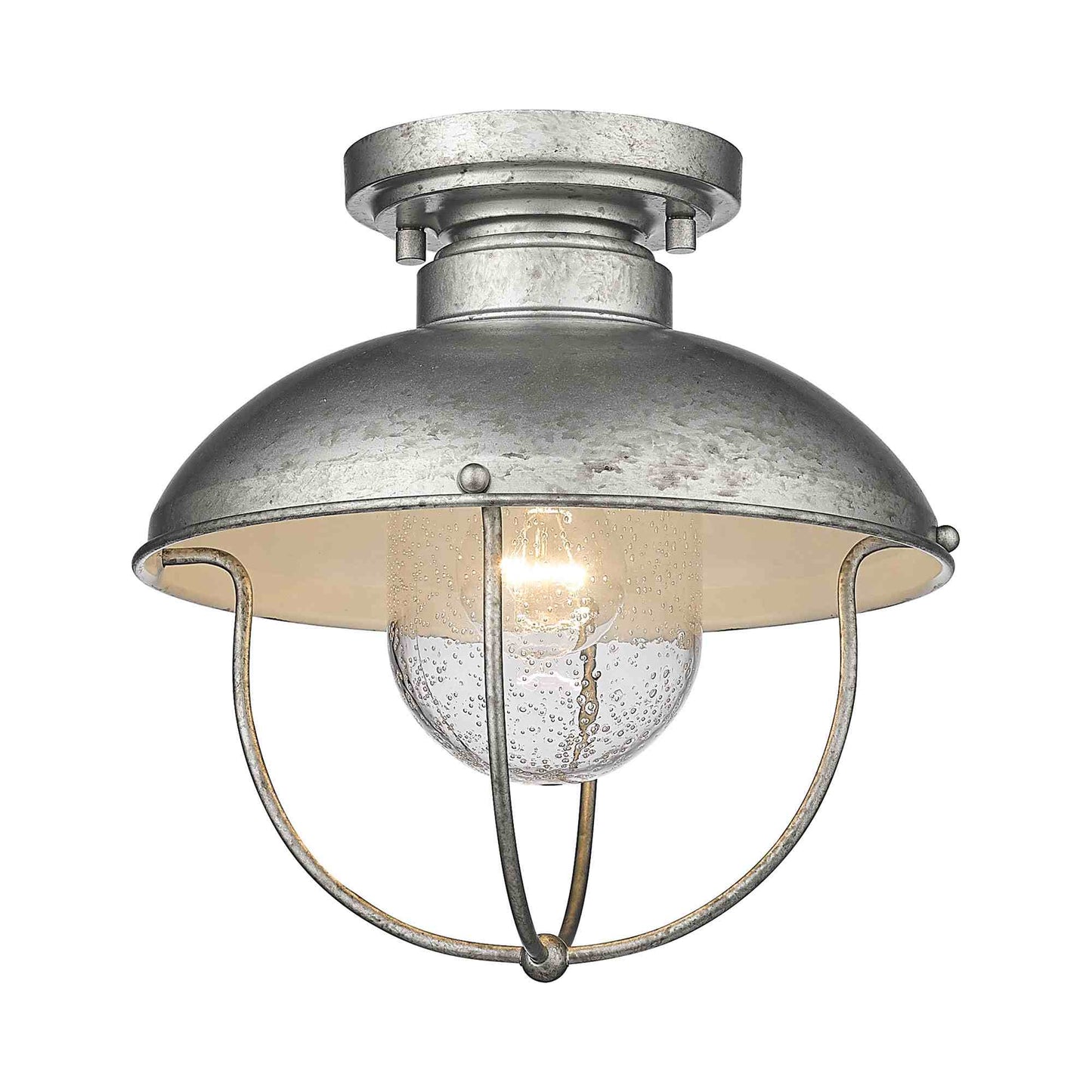 Ansel Outdoor Flush Mount Ceiling Light in Galvanized.