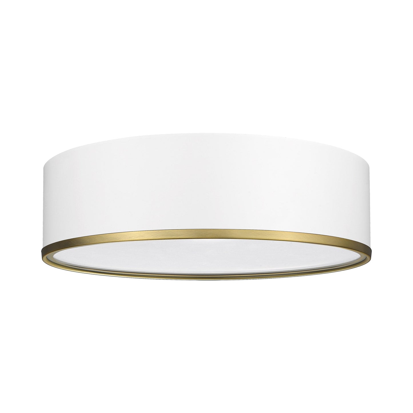 Arlo Round Flush Mount Ceiling Light in Matte White/Rubbed Brass (20.13-Inch).