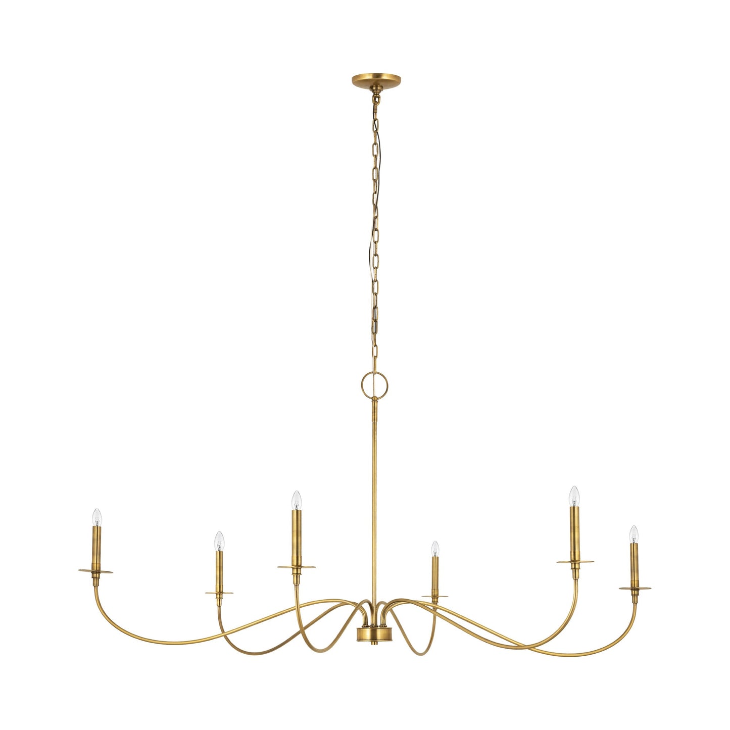 Arrington Chandelier in Rubbed Brass (63-Inch).