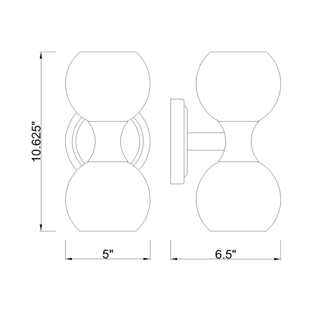 Artemis Wall Light - line drawing.