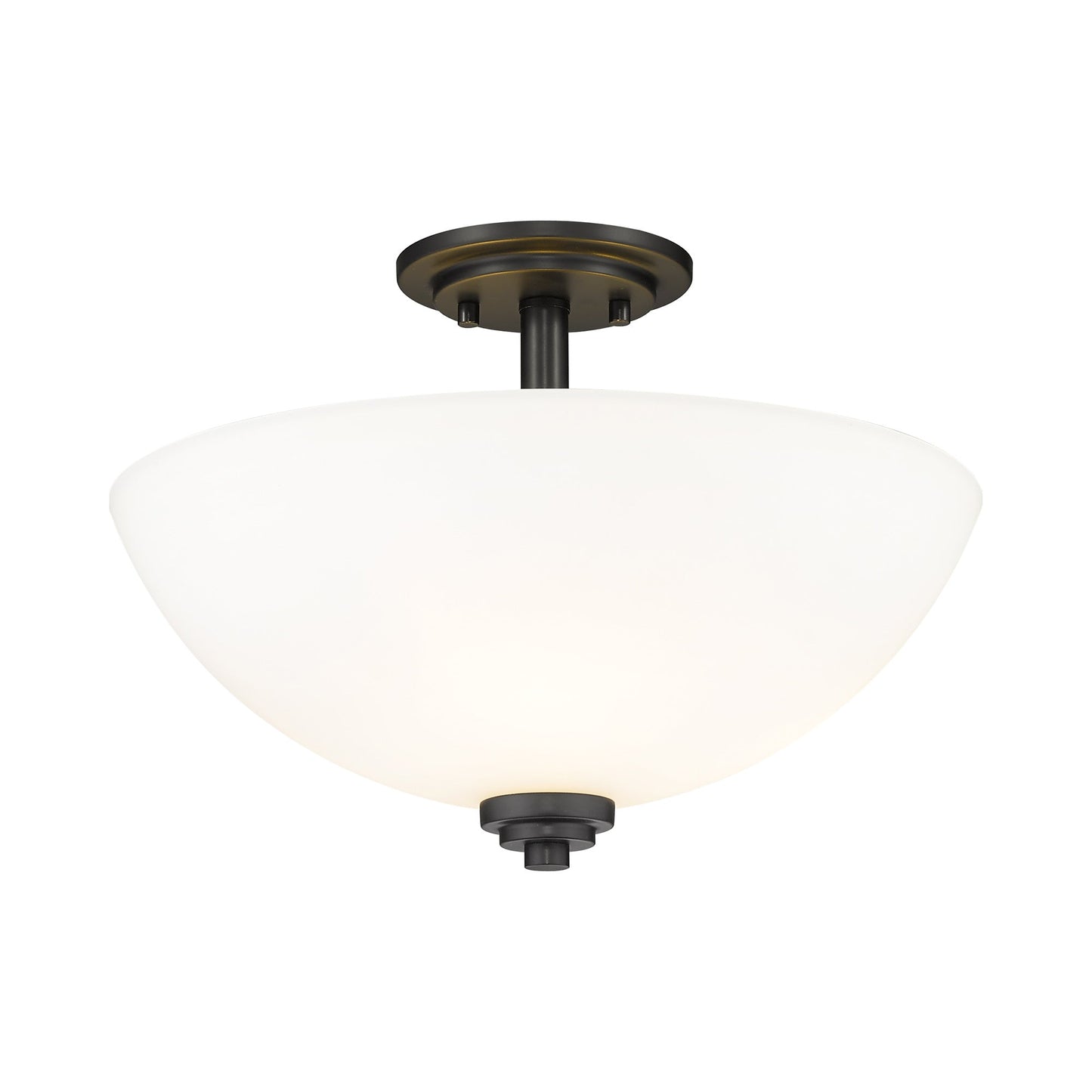 Ashton Round Semi Flush Mount Ceiling Light in Matte Black.