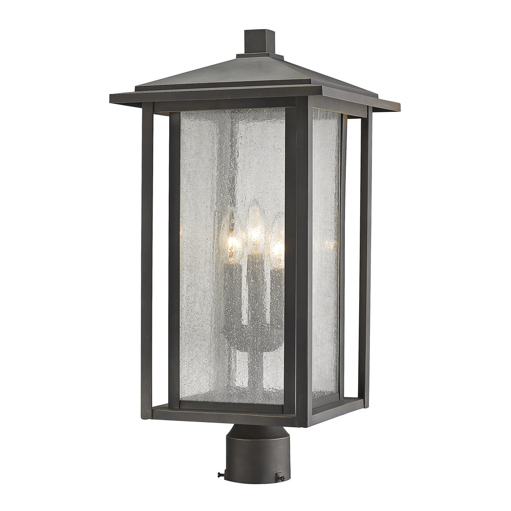 Aspen Outdoor Post Light in Oil Rubbed Bronze/Round Post Mount (Large).