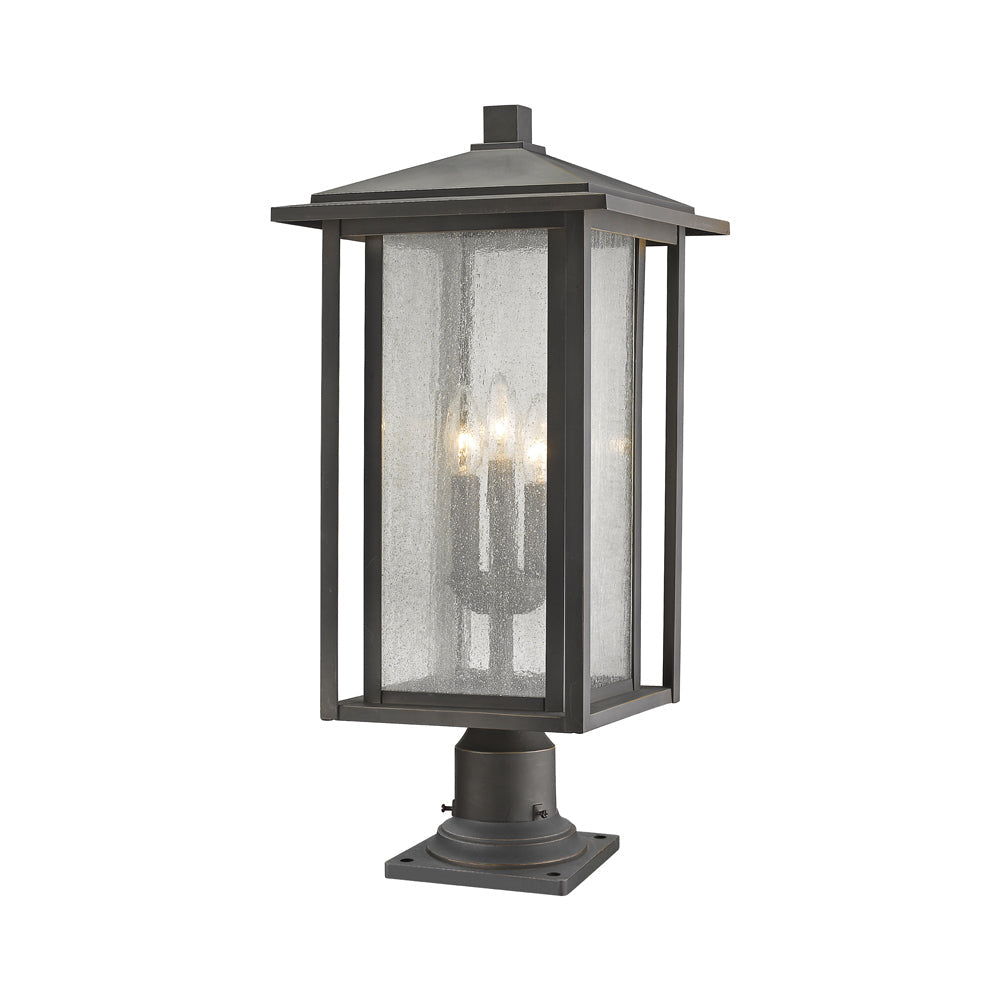 Aspen Round Outdoor Multi Light Pier Mount Light in Oil Rubbed Bronze.