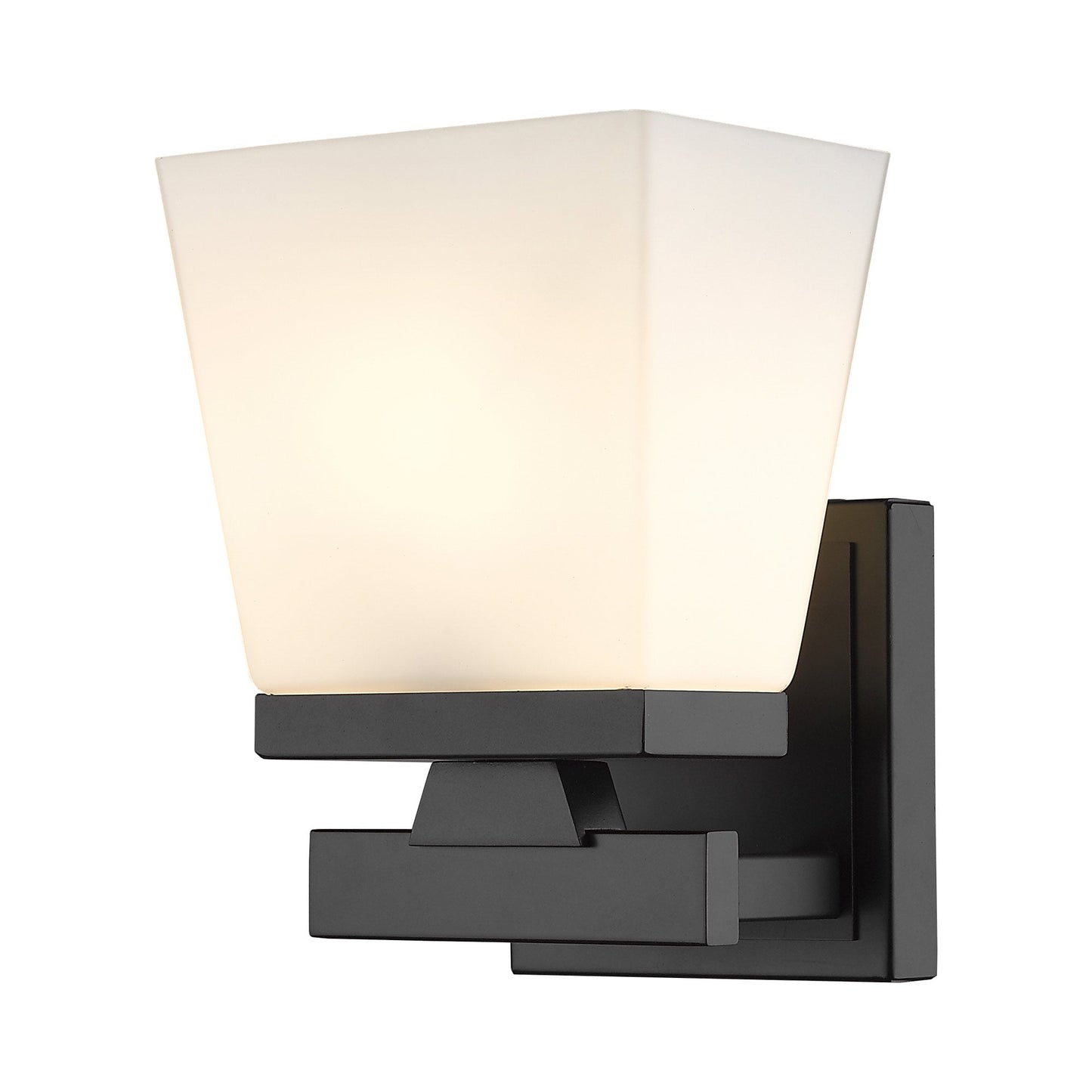 Astor Bath Wall Light in Matte Black (Etched Opal).