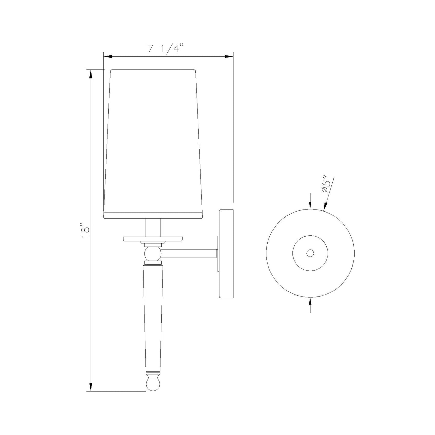 Avery Wall Light - line drawing.