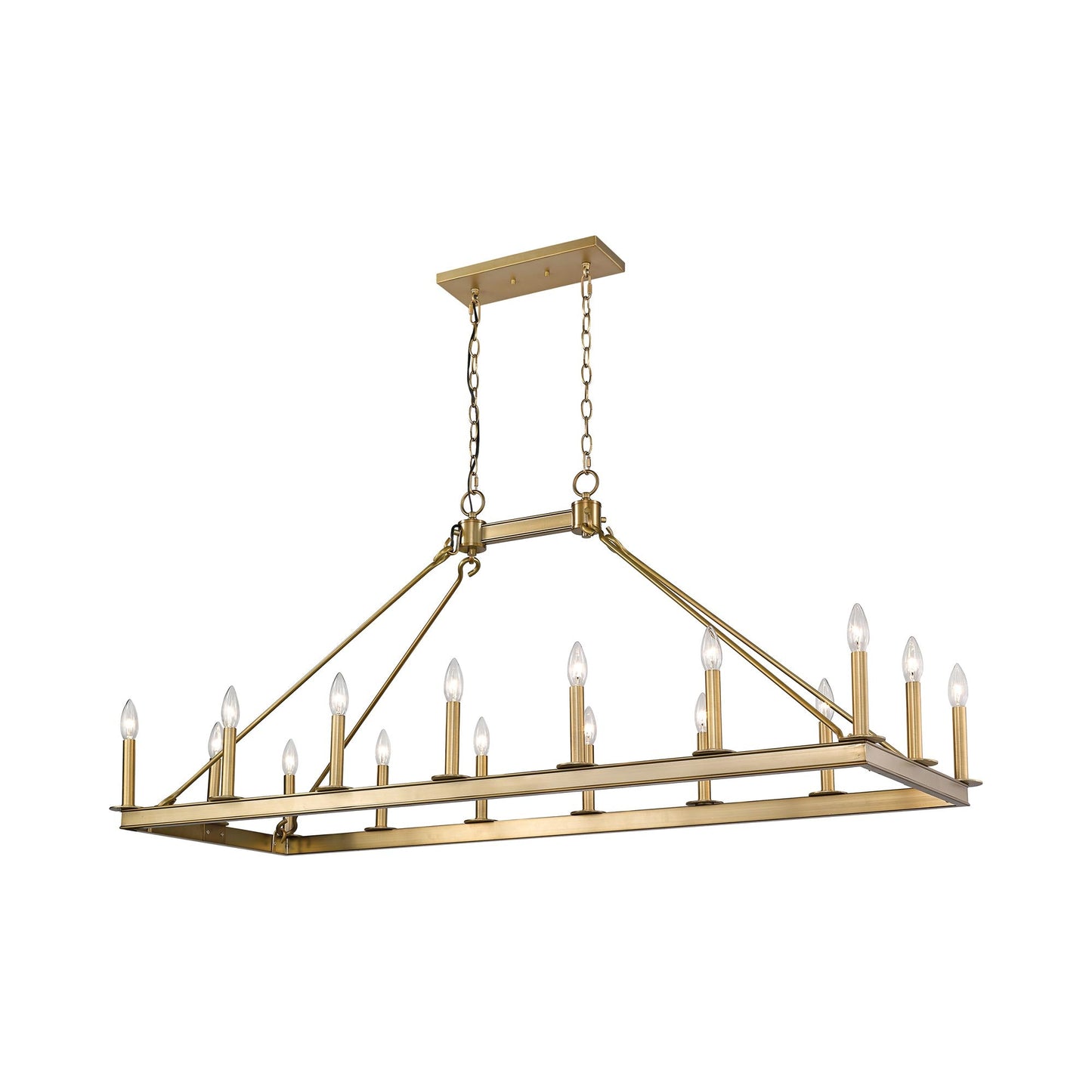 Barclay Linear Chandelier in Olde Brass (16-Light).