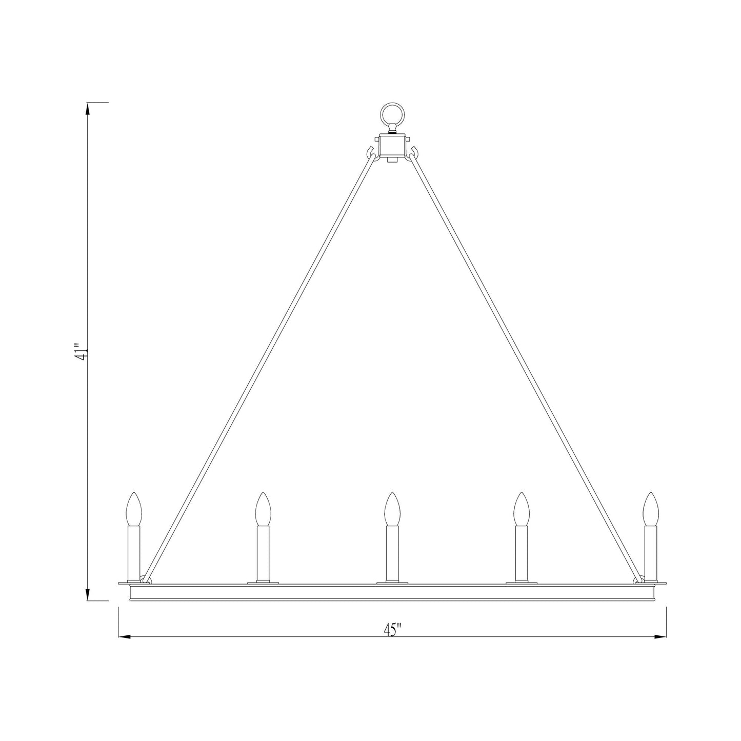 Barclay Square Chandelier - line drawing.