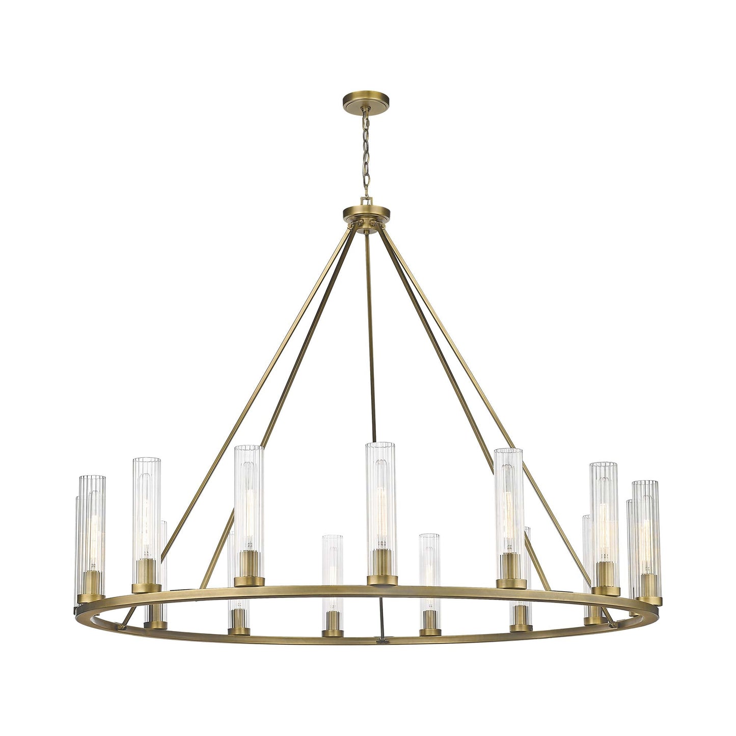 Beau Chandelier in Rubbed Brass (15-Light).