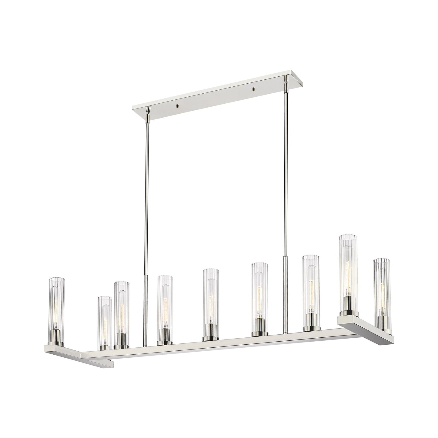 Beau Linear Chandelier in Polished Nickel (9-Light).
