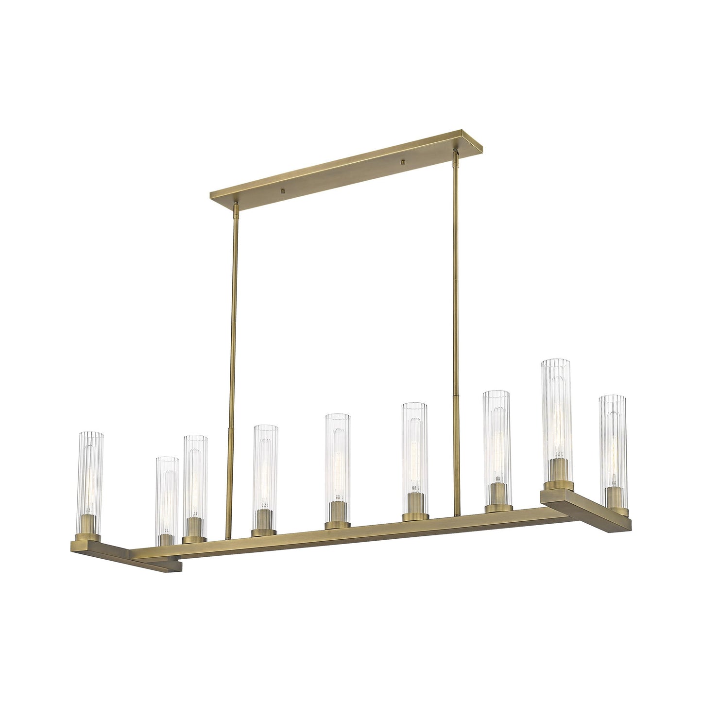 Beau Linear Chandelier in Rubbed Brass (9-Light).