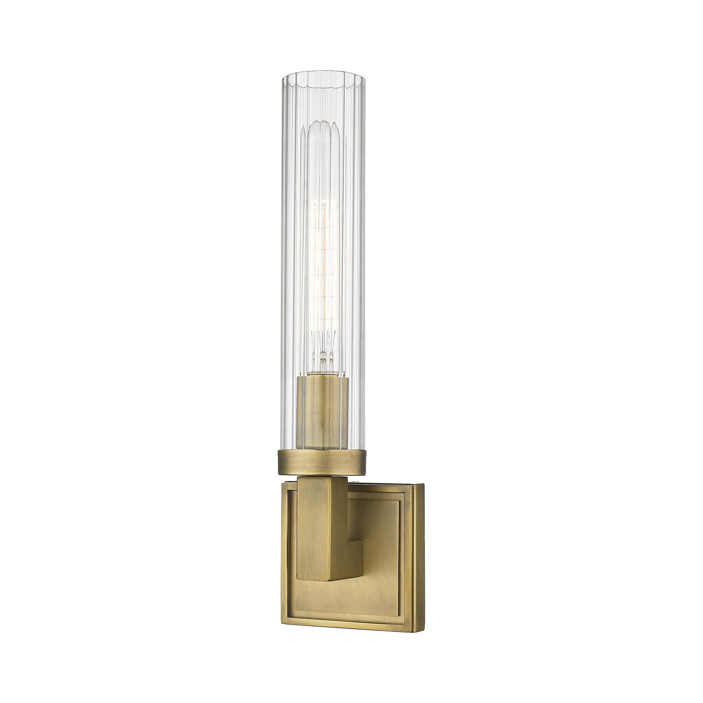 Beau Tube Wall Light in Rubbed Brass.
