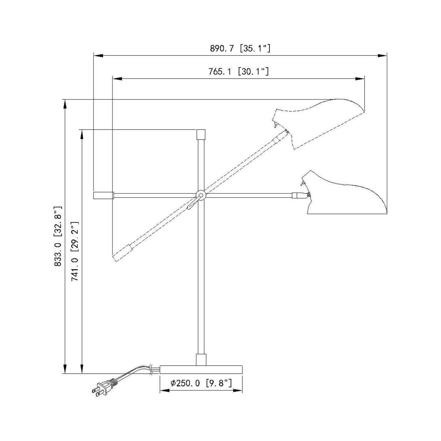 Bellamy Table Lamp - line drawing.