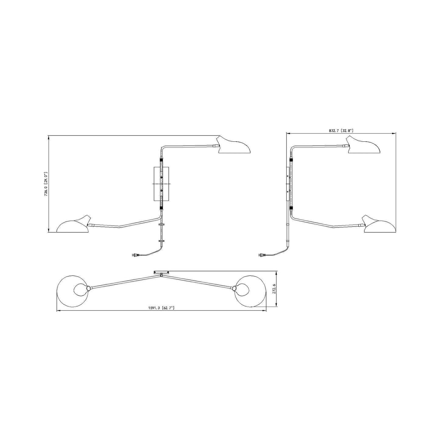 Bellamy Wall Light - line drawing.